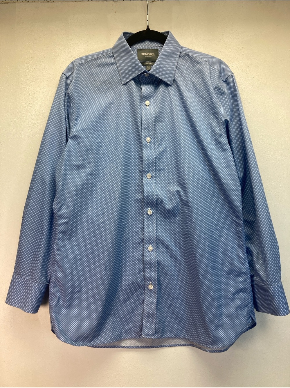 Bonobos Men's Tailored Slim Fit Shirt 16.5/33 Blue Microprint Wrinkle Free